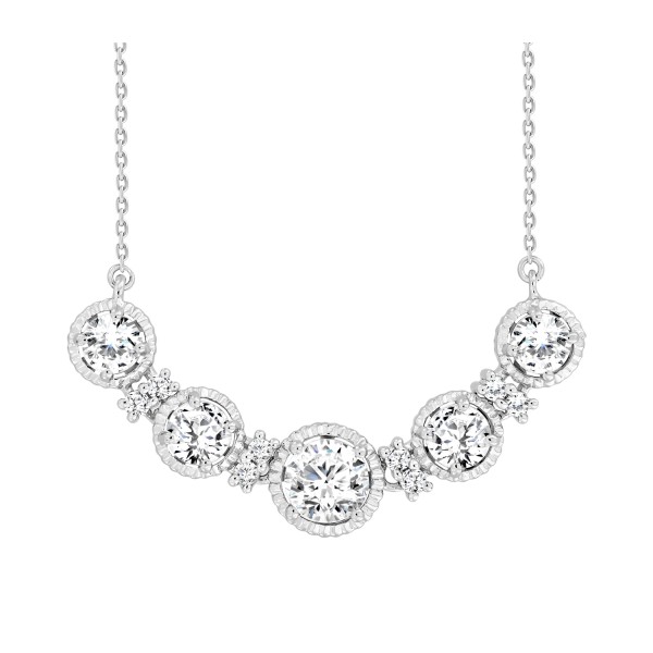 LADIES NECKLACE 1 1/2CT ROUND DIAMOND 14K WHITE GO...