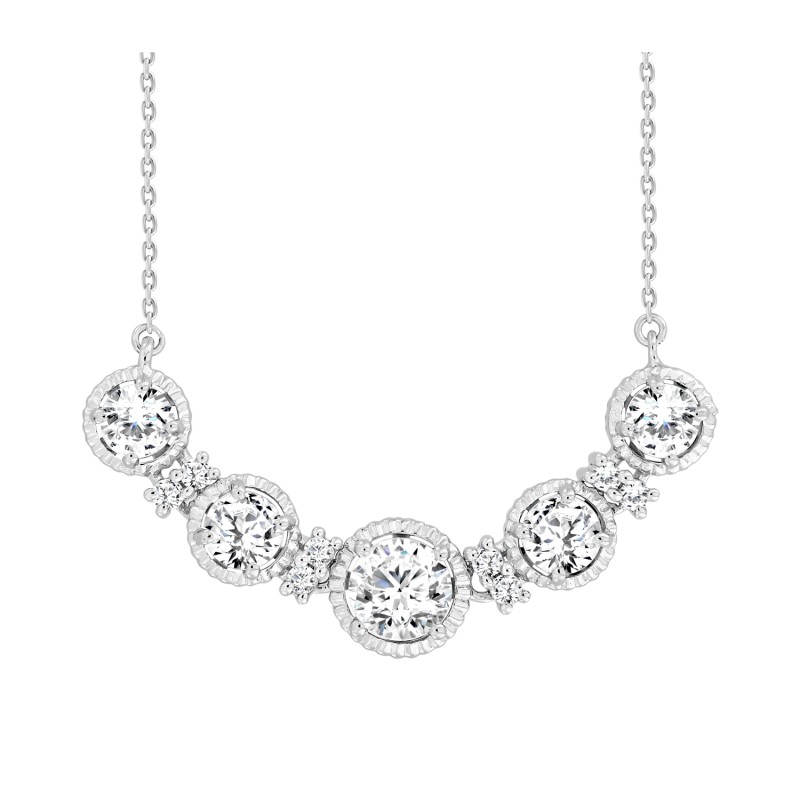 LADIES NECKLACE 1 1/2CT ROUND DIAMOND 14K WHITE GOLD