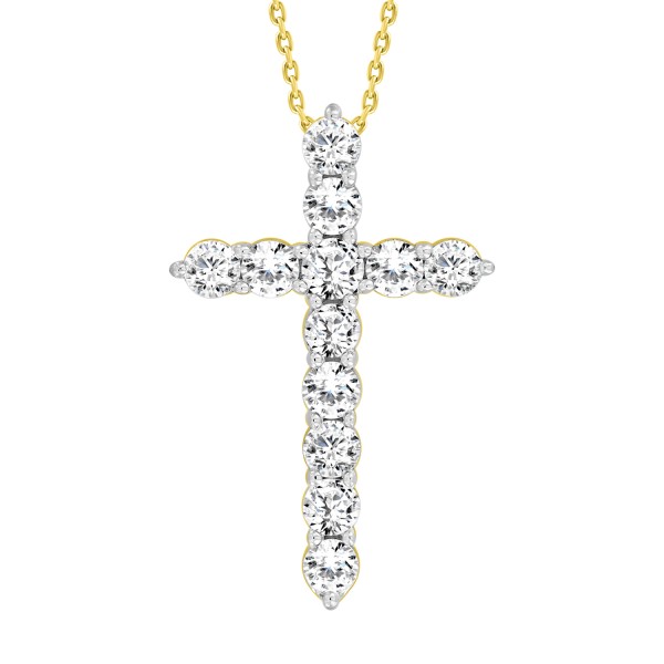 LADIES CROSS PENDANT WITH CHAIN 2CT ROUND DIAMOND ...