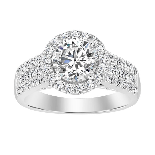 LADIES RING 2 1/4CT ROUND DIAMOND 14K WHITE GOLD (...