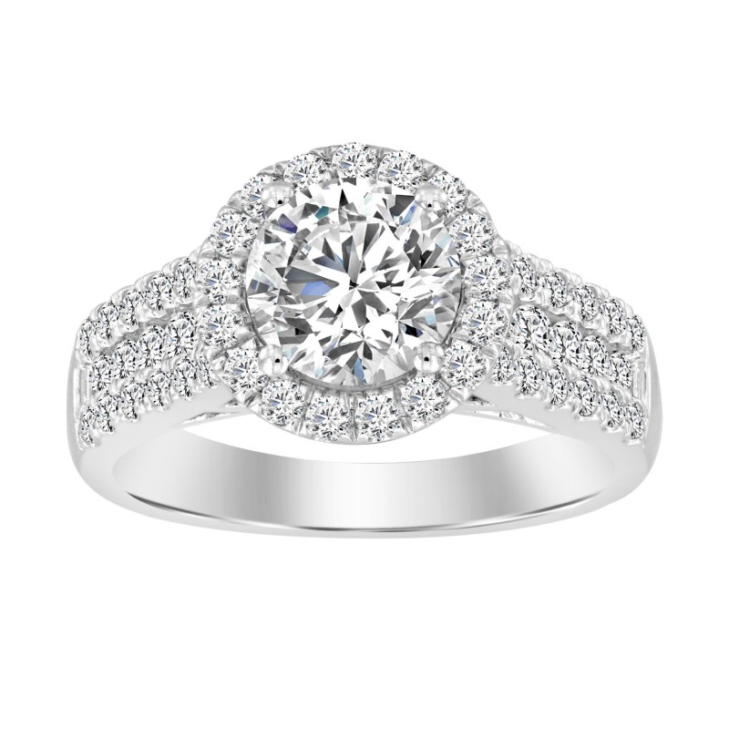 LADIES RING 2 1/4CT ROUND DIAMOND 14K WHITE GOLD (CENTER STONE ROUND DIAMOND 1 1/2CT )