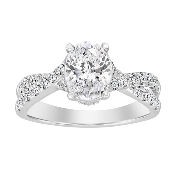 LADIES RING 2CT ROUND/OVAL DIAMOND 14K WHITE GOLD ...