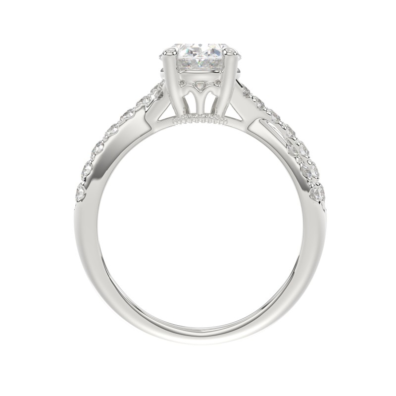 LADIES RING 2CT ROUND/OVAL DIAMOND 14K WHITE GOLD (CENTER STONE OVAL DIAMOND 1 1/2CT )