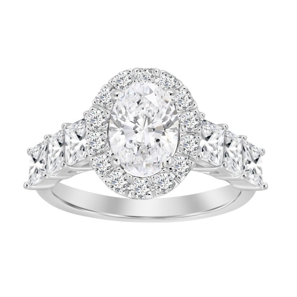 LADIES RING 2 3/8CT ROUND/PRINCESS DIAMOND 14K WHI...