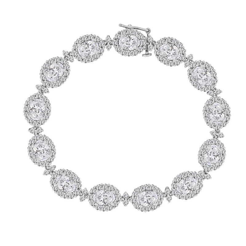 LADIES BRACELET 15 1/4CT ROUND/OVAL DIAMOND 14K WHITE GOLD