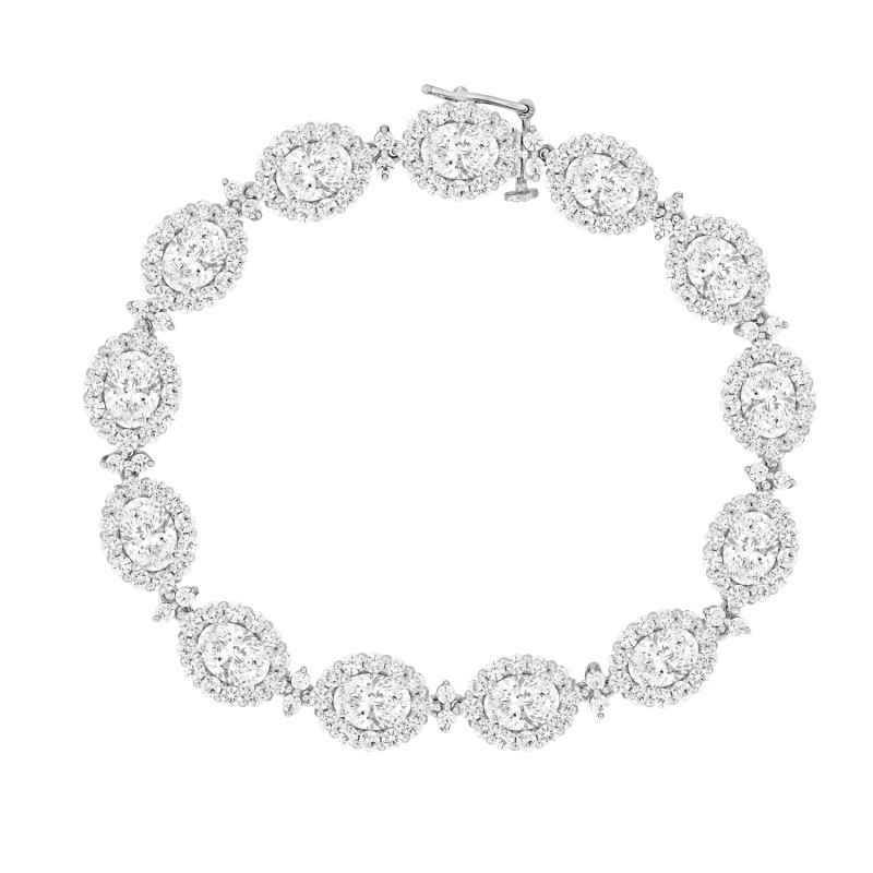 LADIES BRACELET 15 1/4CT ROUND/OVAL DIAMOND 14K WHITE GOLD