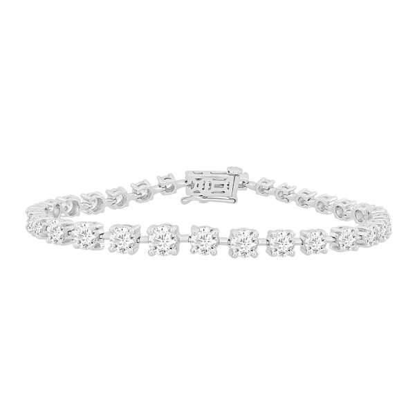 LADIES BRACELET 6 1/2CT ROUND DIAMOND 14K WHITE GO...