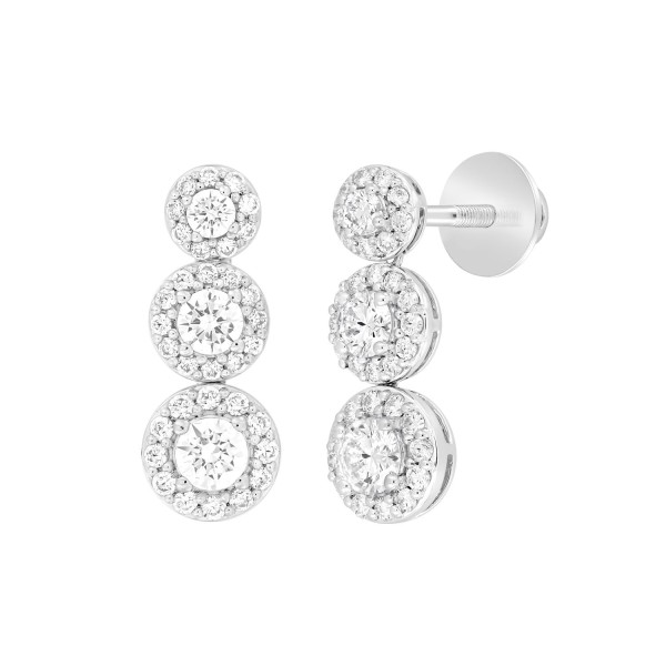 LADIES EARRINGS 3 3/4CT ROUND DIAMOND 14K WHITE GO...