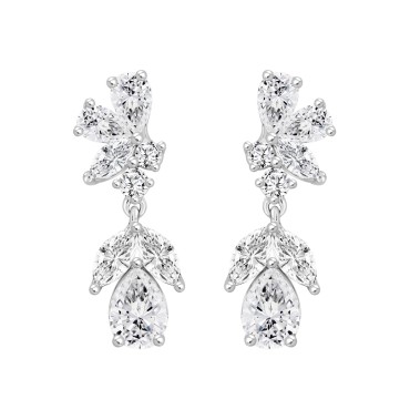 LADIES  EARRINGS  4CT ROUND/MARQUISE/PEAR DIAMOND 14K WHITE GOLD