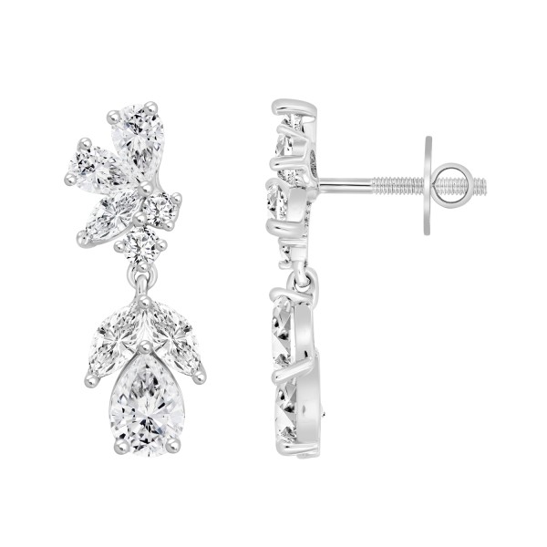 LADIES EARRINGS 4CT ROUND/MARQUISE/PEAR DIAMOND 14...