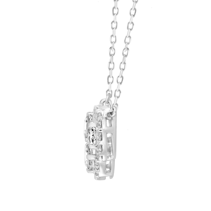 LADIES NECKLACE 2 1/2CT ROUND/PEAR/OVAL DIAMOND 14K WHITE GOLD (CENTER STONE ROUND/PEAR/OVAL DIAMOND 1/2CT 3/4CT 5/8CT )