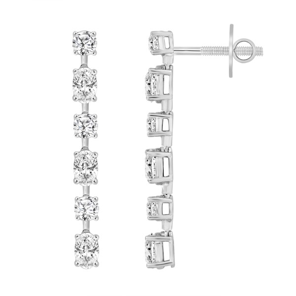 LADIES LINEAR EARRINGS 4 1/2CT OVAL/ROUND DIAMOND ...