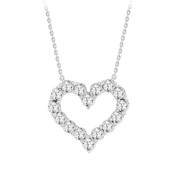 LADIES NECKLACE 3 1/3CT ROUND DIAMOND 14K WHITE GO...