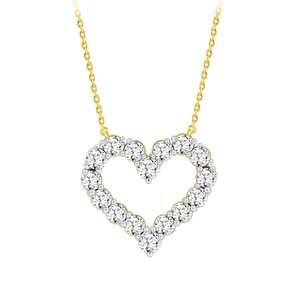 LADIES NECKLACE 3 1/3CT ROUND DIAMOND 14K YELLOW G...