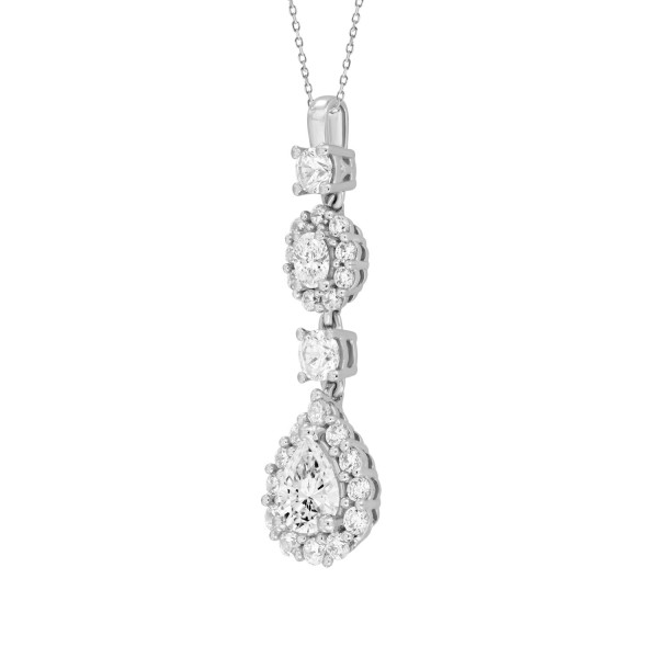 LADIES PENDANT WITH CHAIN 2CT PEAR/ROUND/OVAL DIAM...