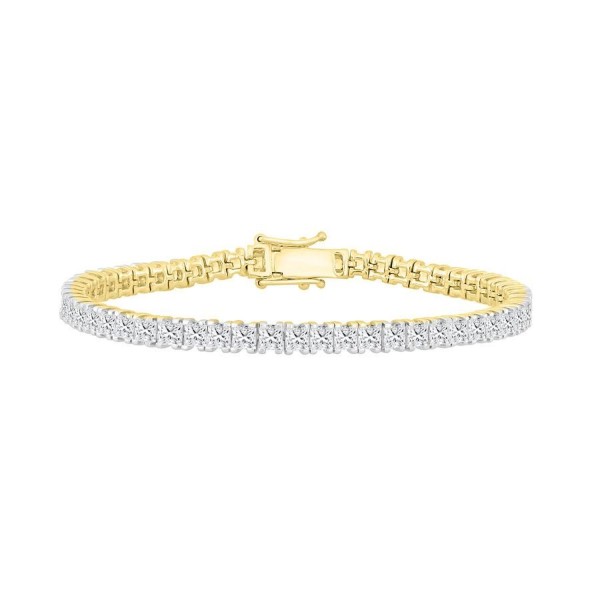 LADIES BRACELET 9CT PRINCESS DIAMOND 14K YELLOW GO...