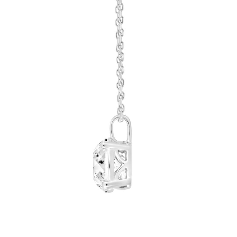 LADIES SOLITAIRE PENDANT WITH CHAIN 1 1/2CT ROUND DIAMOND 14K WHITE GOLD