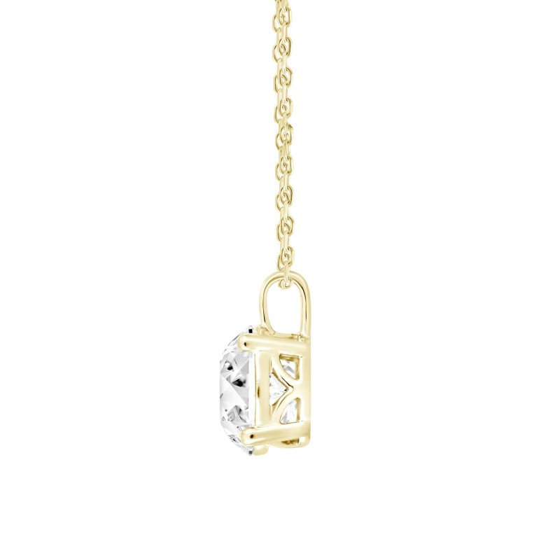 LADIES SOLITAIRE PENDANT WITH CHAIN 1 1/2CT ROUND DIAMOND 14K YELLOW GOLD