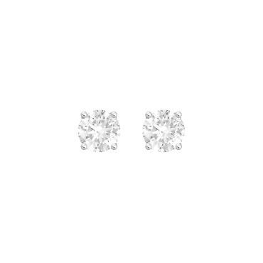 LADIES SOLITAIRE EARRINGS  1/2CT ROUND DIAMOND 14K WHITE GOLD