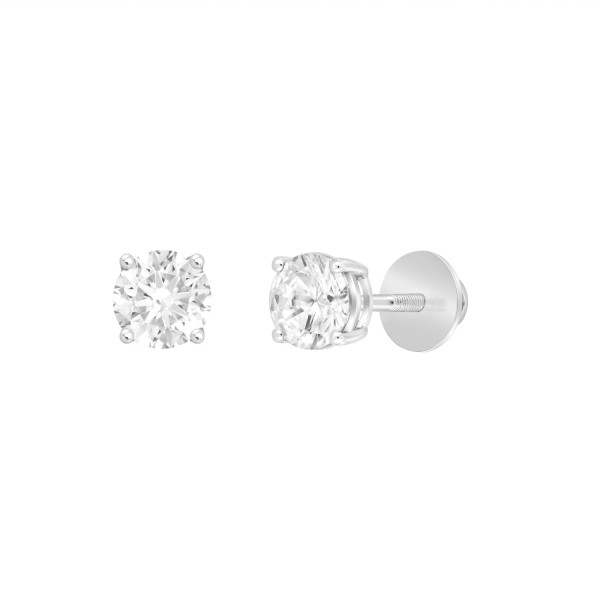 LADIES SOLITAIRE EARRINGS 1/2CT ROUND DIAMOND 14K ...