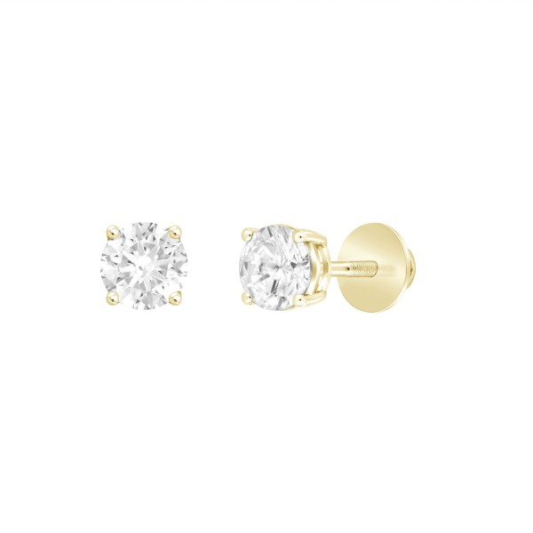 LADIES SOLITAIRE EARRINGS 1/2CT ROUND DIAMOND 14K ...