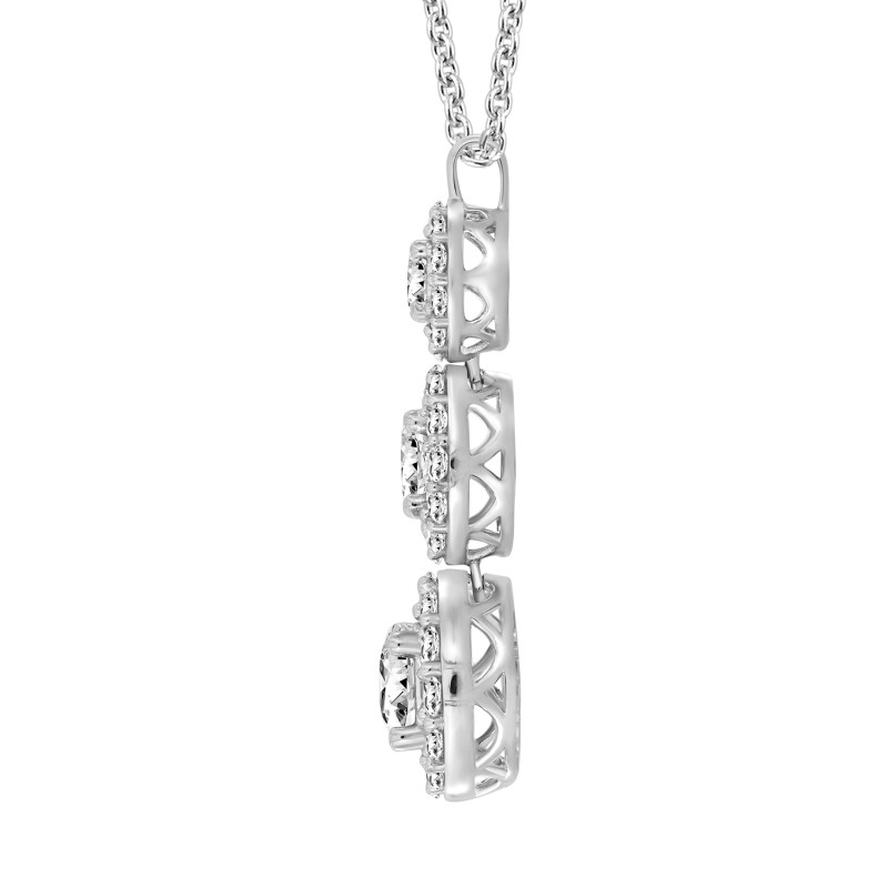 14K WHITE GOLD 3CT ROUND DIAMOND LADIES PENDANT WITH CHAIN