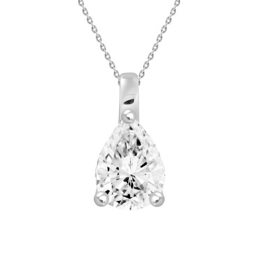 LADIES PENDANT WITH CHAIN 1/2CT PEAR DIAMOND 14K WHITE GOLD