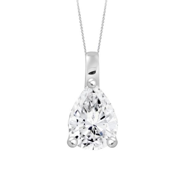 LADIES PENDANT WITH CHAIN 1/2CT PEAR DIAMOND 14K W...