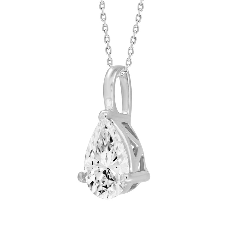 LADIES PENDANT WITH CHAIN 1/2CT PEAR DIAMOND 14K WHITE GOLD