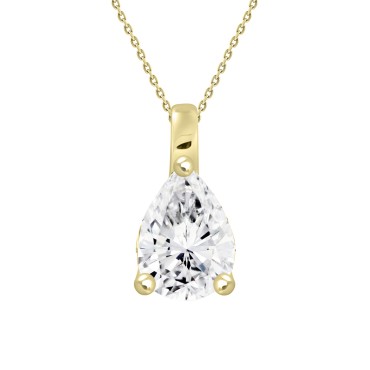 LADIES PENDANT WITH CHAIN 1/2CT PEAR DIAMOND 14K YELLOW GOLD