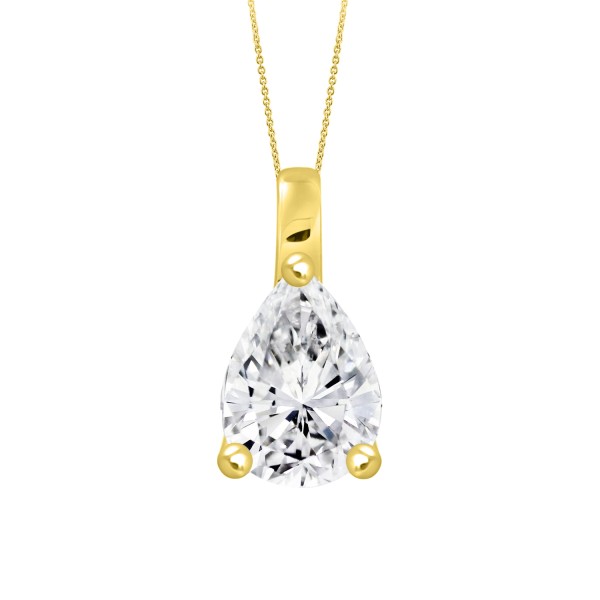 LADIES PENDANT WITH CHAIN 1/2CT PEAR DIAMOND 14K Y...