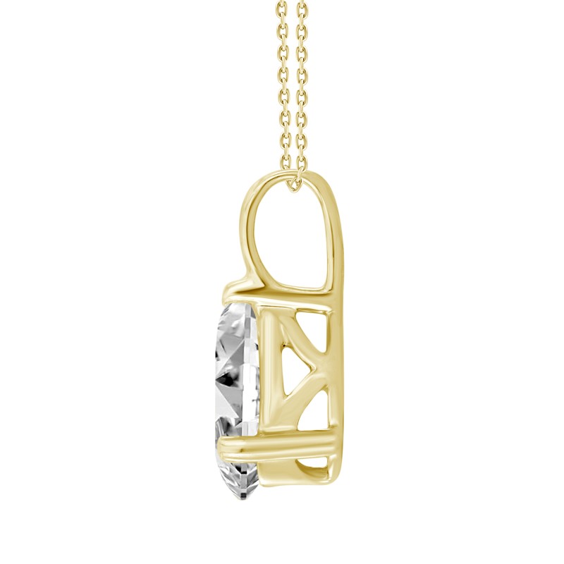 LADIES PENDANT WITH CHAIN 1/2CT PEAR DIAMOND 14K YELLOW GOLD