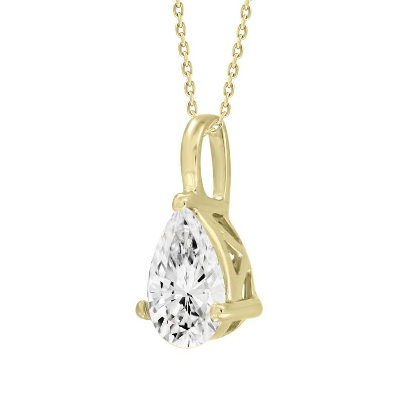 LADIES PENDANT WITH CHAIN 1/2CT PEAR DIAMOND 14K YELLOW GOLD