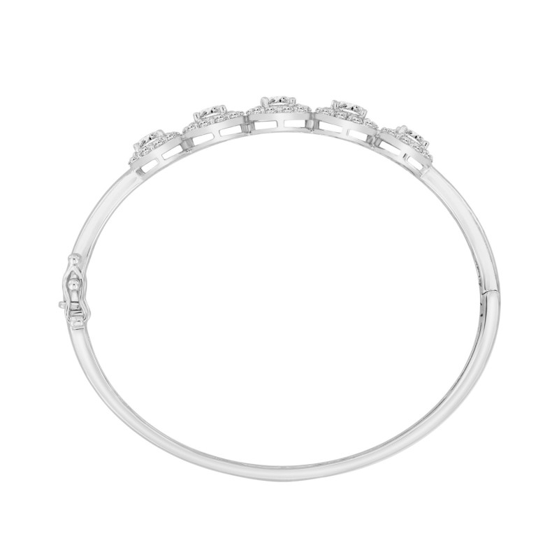 LADIES BANGLE 4CT ROUND DIAMOND 14K WHITE GOLD