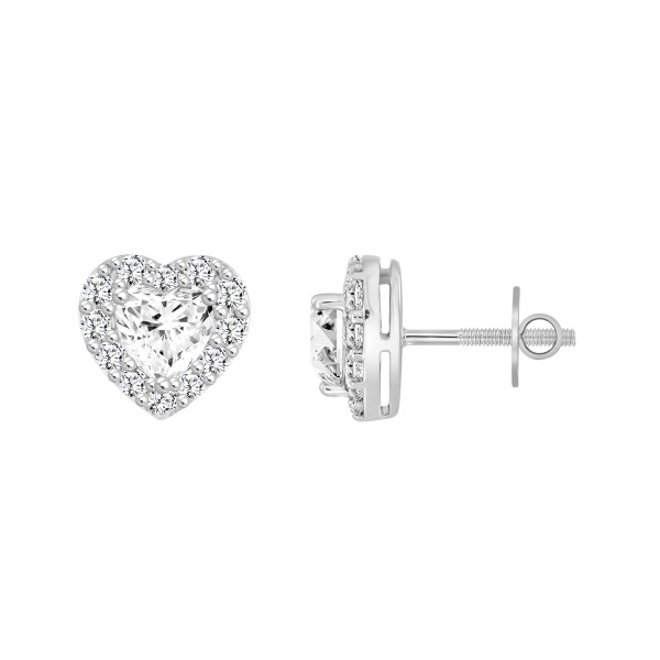 14K WHITE GOLD1 3/8CT ROUND HEART DIAMOND LADIES E...