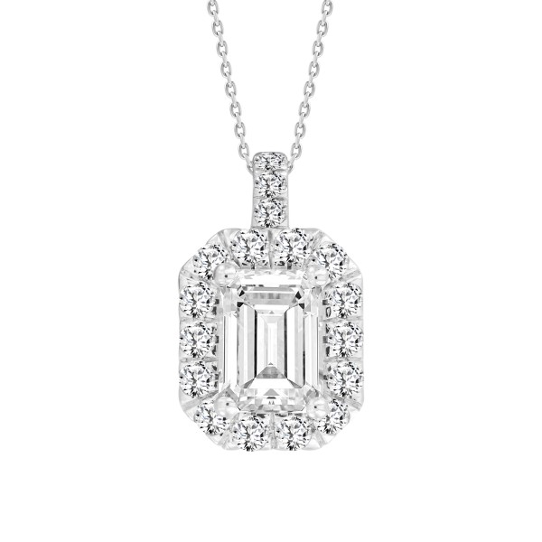 LADIES PENDANT WITH CHAIN 1 3/8CT ROUND/EMERALD DI...