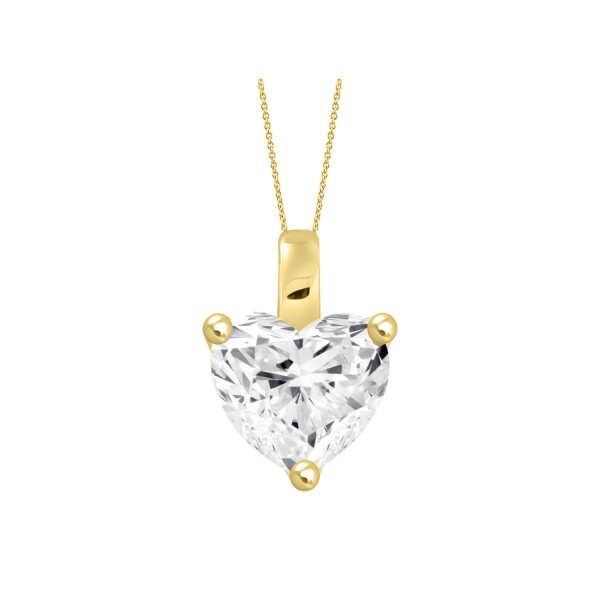 LADIES SOLITAIRE PENDANT WITH CHAIN 1 1/2CT HEART ...