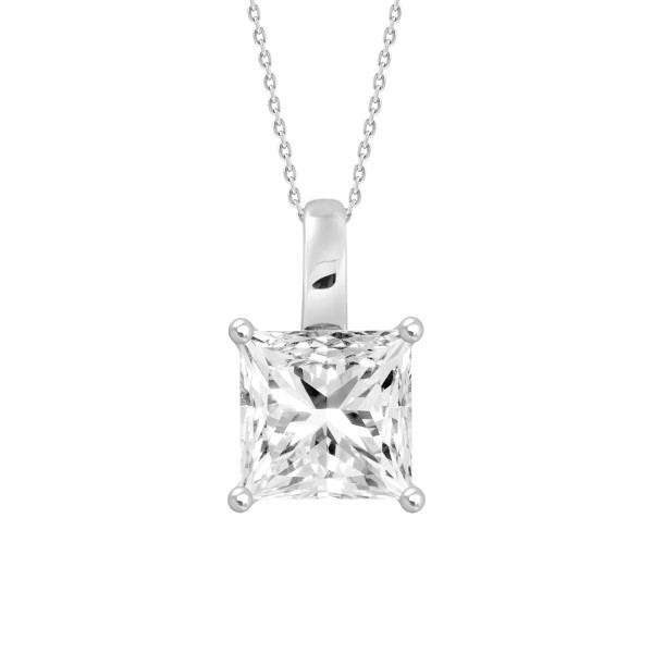 LADIES PENDANT WITH CHAIN 2CT PRINCESS DIAMOND 14K...