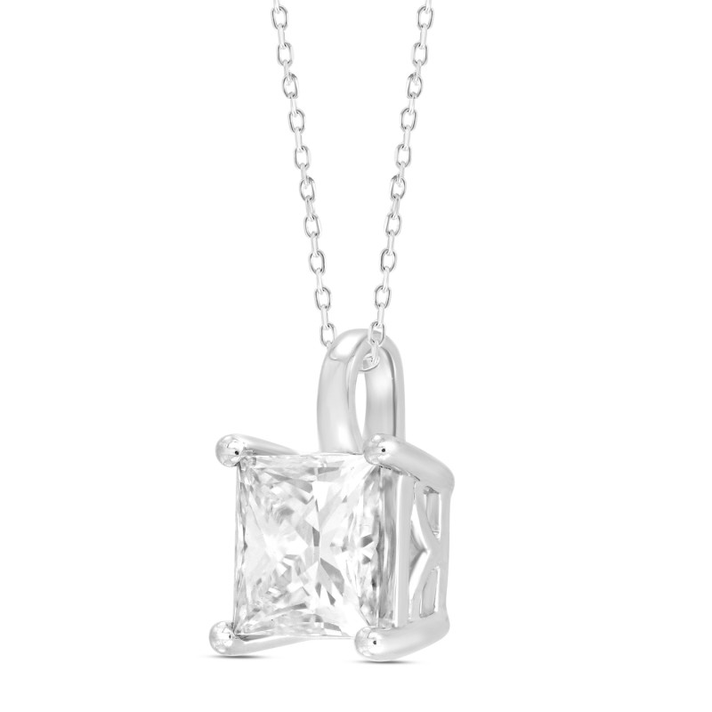 LADIES PENDANT WITH CHAIN 2CT PRINCESS DIAMOND 14K WHITE GOLD