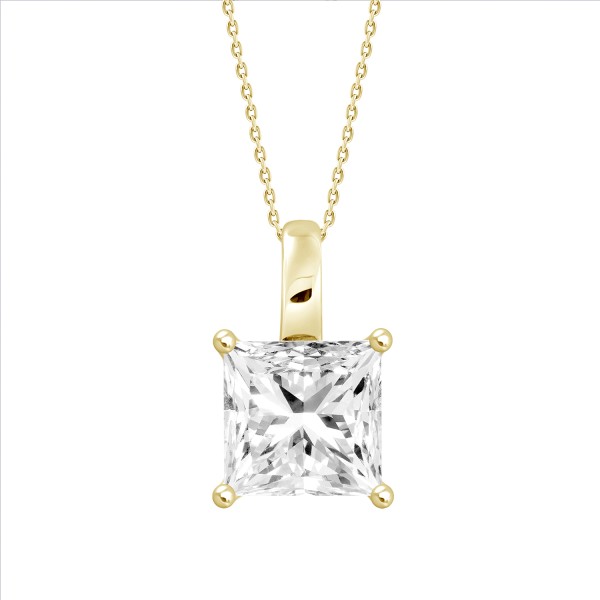 LADIES PENDANT WITH CHAIN 2CT PRINCESS DIAMOND 14K...