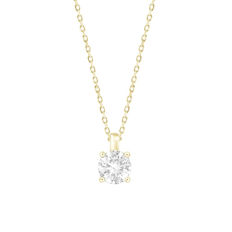 LADIES PENDANT WITH CHAIN 1/2CT ROUND DIAMOND 14K YELLOW GOLD