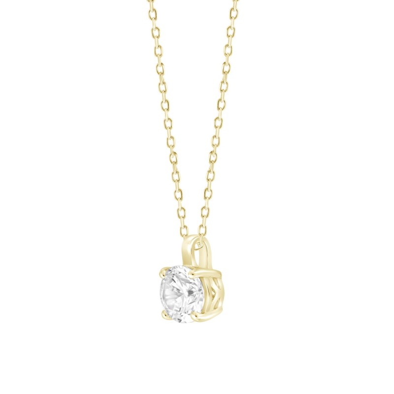 LADIES PENDANT WITH CHAIN 1/2CT ROUND DIAMOND 14K YELLOW GOLD