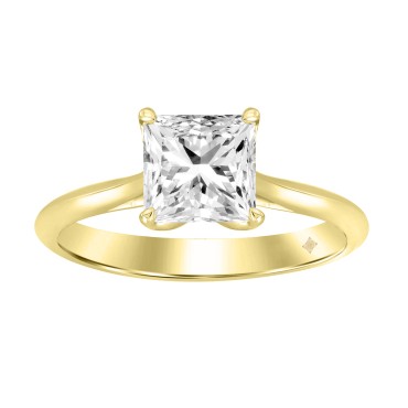 LADIES SOLITAIRE RING 1 1/2CT PRINCESS DIAMOND 14K YELLOW GOLD