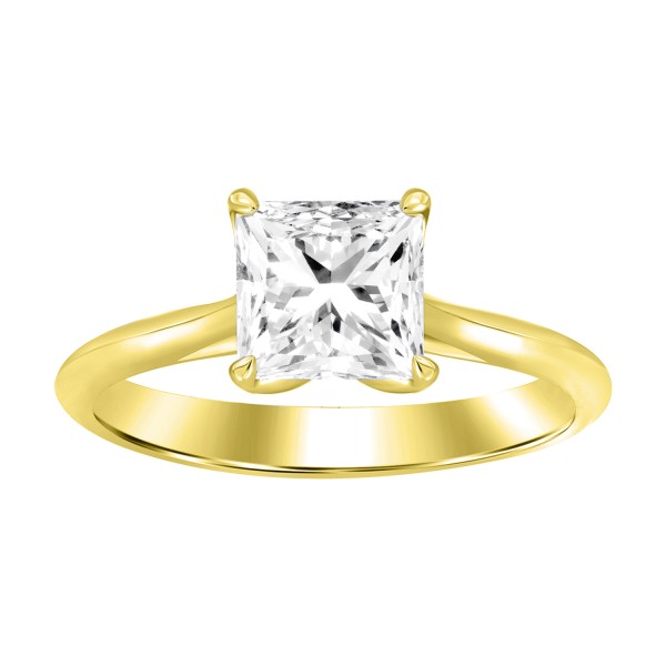 LADIES SOLITAIRE RING 1 1/2CT PRINCESS DIAMOND 14K...