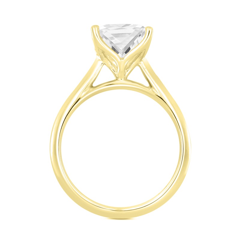 LADIES SOLITAIRE RING 1 1/2CT PRINCESS DIAMOND 14K YELLOW GOLD