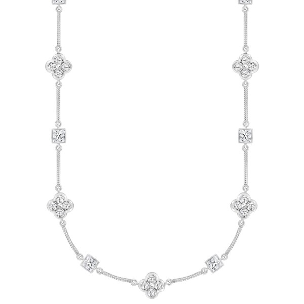 LADIES NECKLACE 5 1/2CT ROUND/PRINCESS DIAMOND 14K...