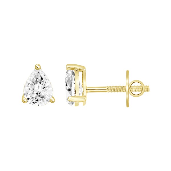 LADIES SOLITAIRE EARRINGS 1 1/2CT PEAR DIAMOND 14K...