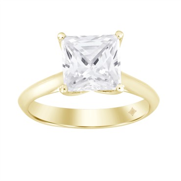 LADIES RING 3CT PRINCESS DIAMOND 14K YELLOW GOLD