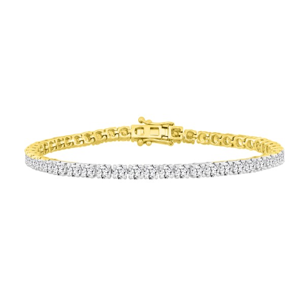 LADIES BRACELET 7CT ROUND DIAMOND 14K YELLOW GOLD...