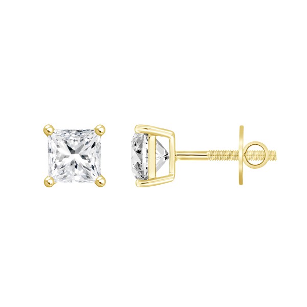 LADIES SOLITAIRE EARRINGS 1 1/2CT PRINCESS DIAMOND...